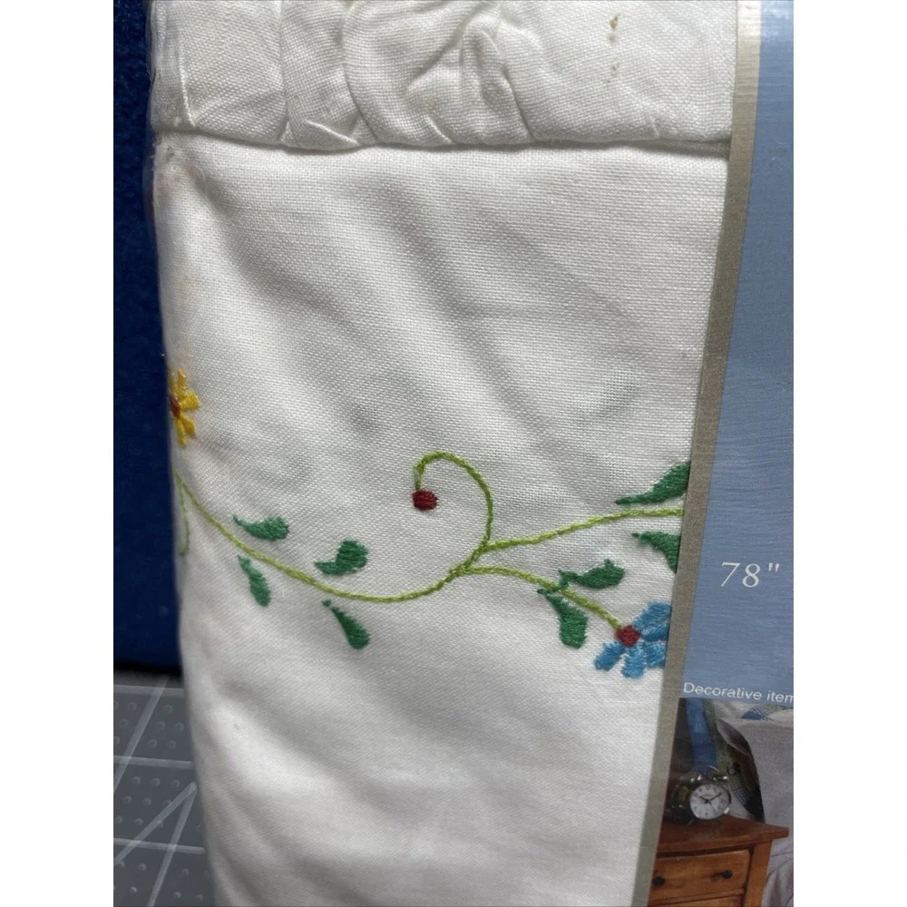 King‎ Meadow Floral 100% Cotton Bedskirt Blue White 78